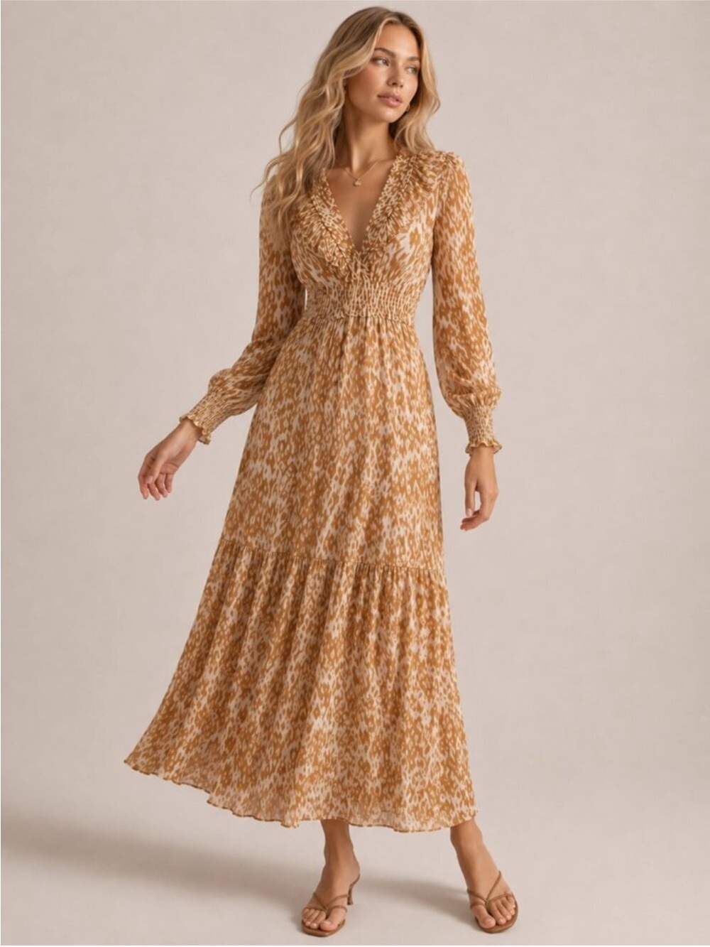 Anthropologie Odetta Ruffled V-Neck Dress Size XS